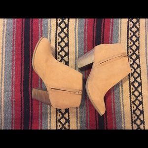 Taupe suede ankle booties